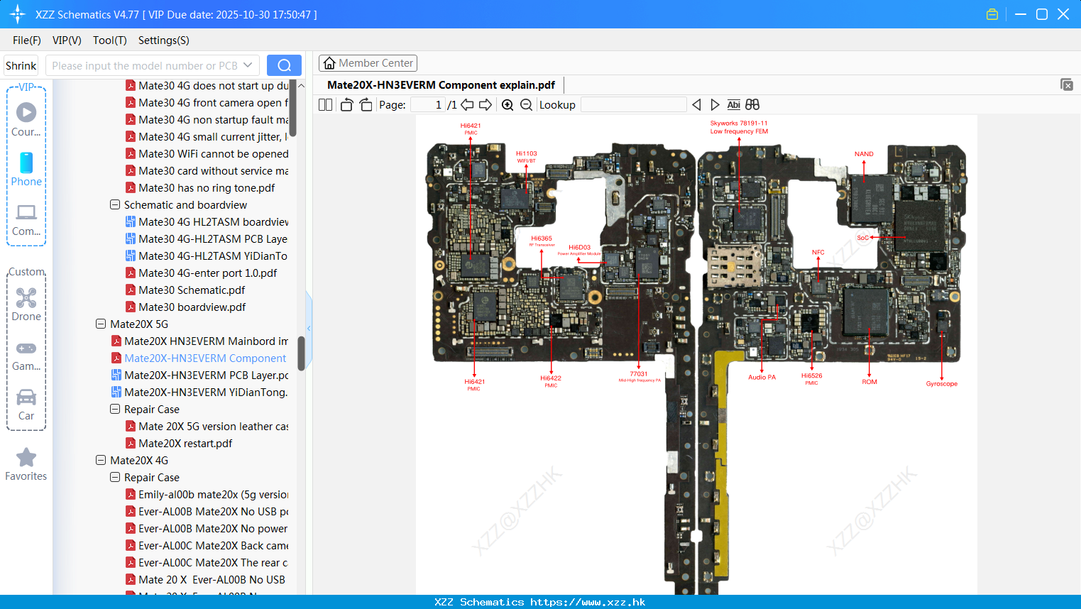 Huawei Mate20X-HN3EVERM Component Explain